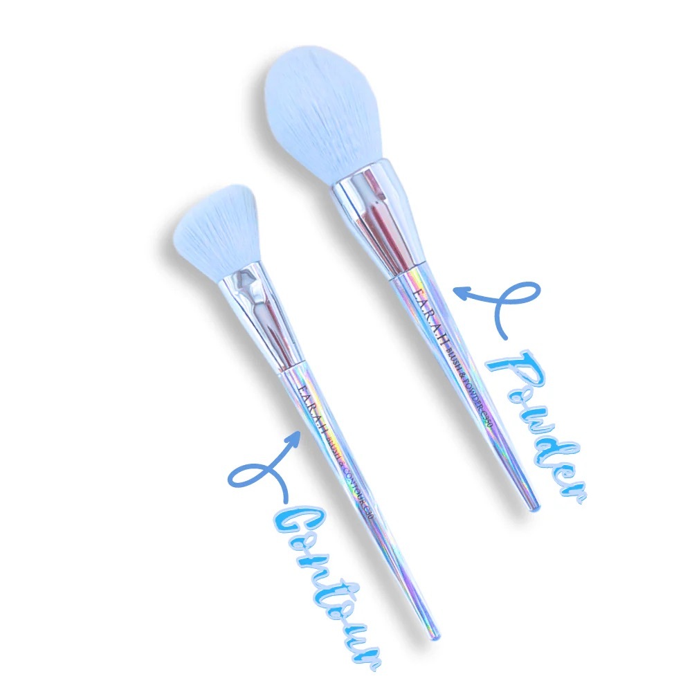 Farah Makeup Brush Set - Silver and Blue
